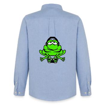 Frog Gamer Nerd Gaming Controller Console Game - Men's Oxford Shirt by Stanley/Stella - carolina blue - Back - AI Model Male 185 dark (185cm)