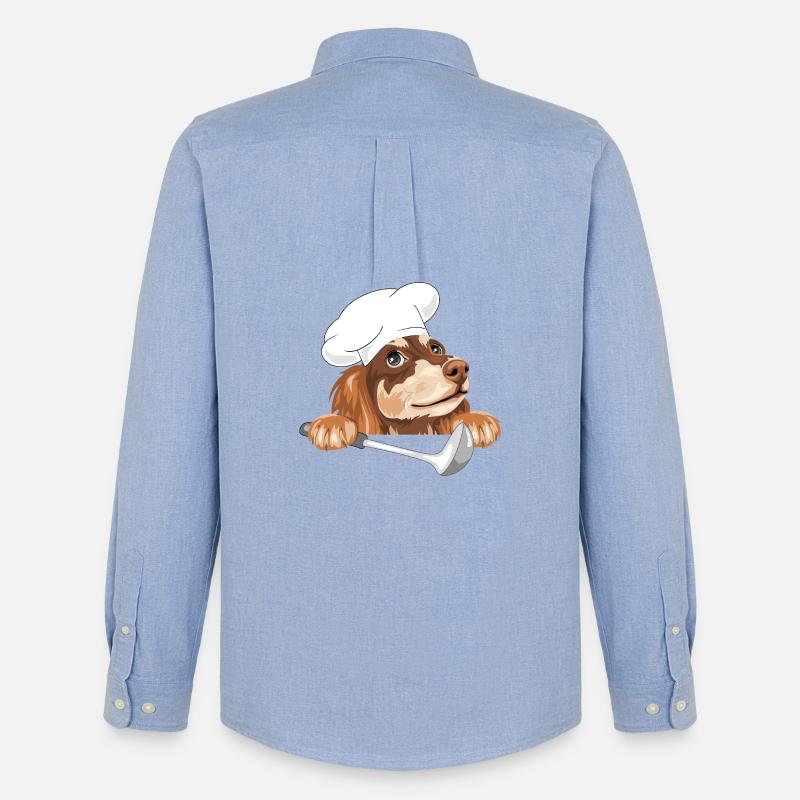 Träumender Dackel Koch mit Schöpfkelle - Männer Oxford Hemd von Stanley/Stella - Carolina Blue