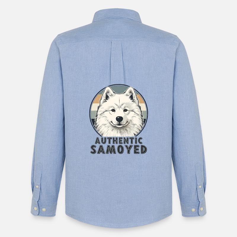 Authentic Samoyed Lächeln Retro Hund - Männer Oxford Hemd von Stanley/Stella - Carolina Blue