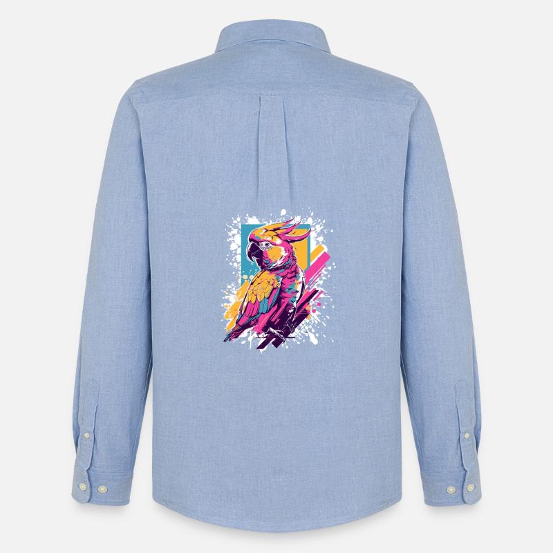Neon Papagei Farbexplosion - Männer Oxford Hemd von Stanley/Stella - Carolina Blue