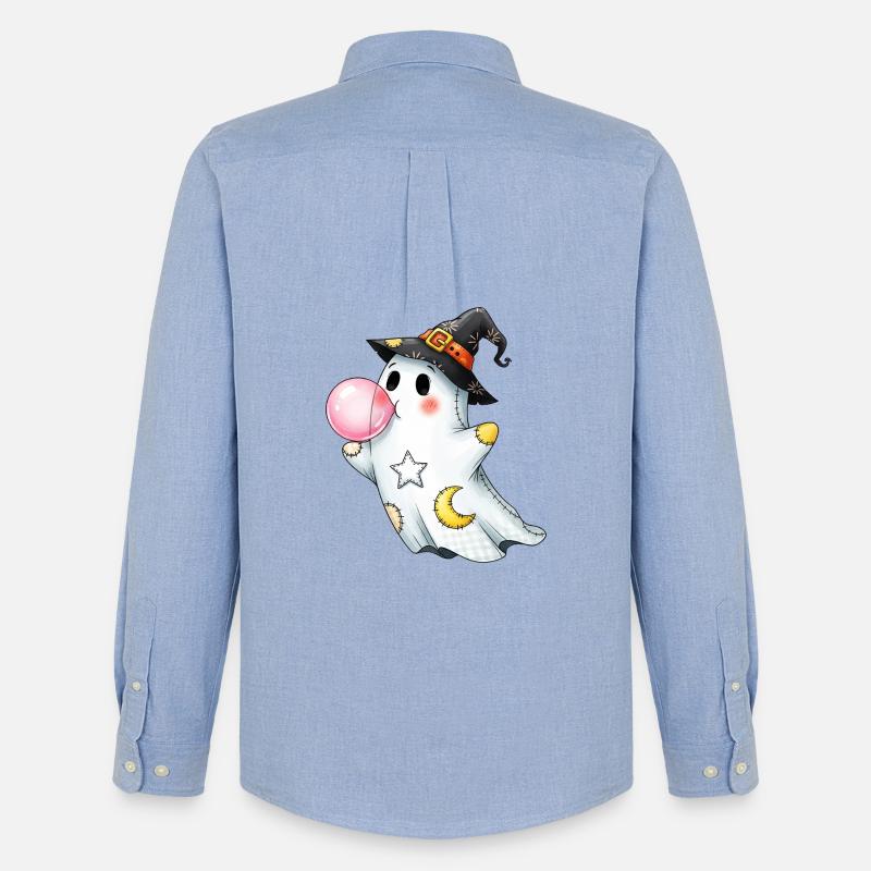 Patchwork Cartoon Geist mit Kaugummiblase - Männer Oxford Hemd von Stanley/Stella - Carolina Blue