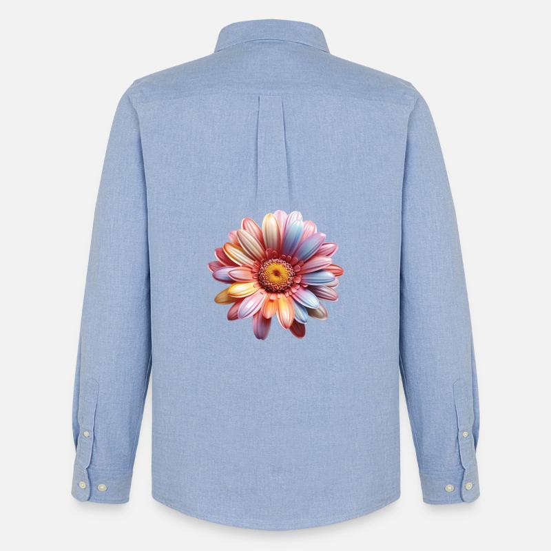 Regenbogen Gänseblümchen – Bunte Flowerpower - Männer Oxford Hemd von Stanley/Stella - Carolina Blue