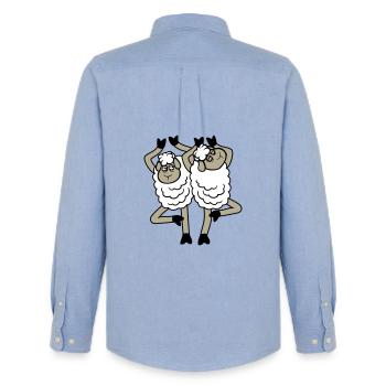 Schaf Paar Verärgert Gestört Baum Pose Yoga Rempel - Männer Oxford Hemd von Stanley/Stella - Carolina Blue - Hinten - AI Model Male 185 dark (185cm)