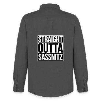 Straight Outta Sassnitz - Männer Oxford Hemd von Stanley/Stella - Anthrazit - Hinten - AI Model Male 185 dark (185cm)