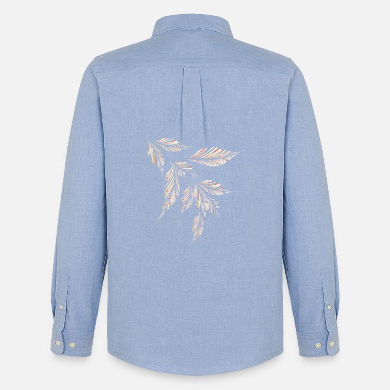 Delicately shimmering, feather-light leaf pattern - Men's Oxford Shirt by Stanley/Stella - carolina blue