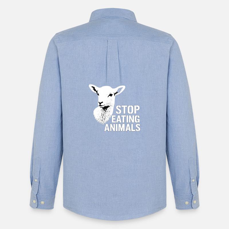 Stop Eating Animals Vegane Botschaft - Männer Oxford Hemd von Stanley/Stella - Carolina Blue