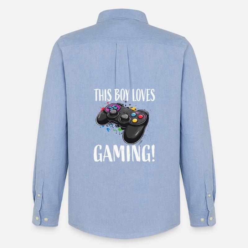 Junge liebt Gaming Controller - Männer Oxford Hemd von Stanley/Stella - Carolina Blue