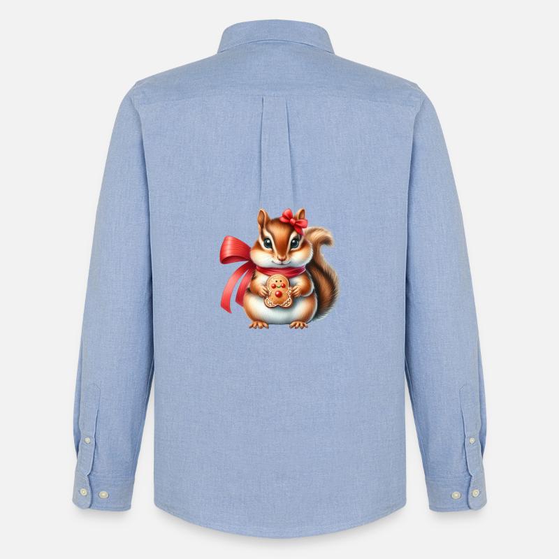 Ingwer-Eichhörnchen mit Keks - Männer Oxford Hemd von Stanley/Stella - Carolina Blue
