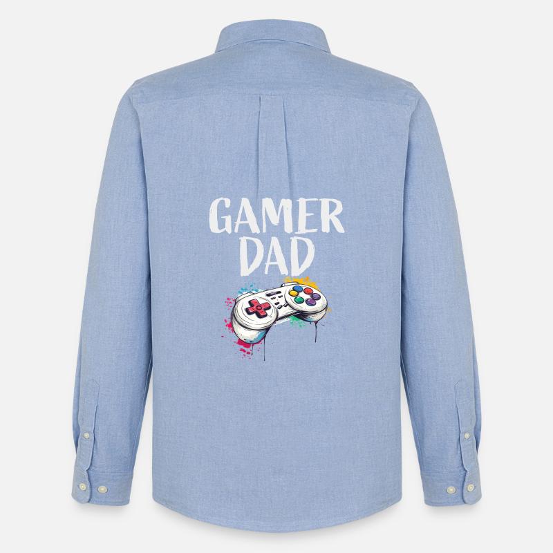 Gamer Dad Controller Kunst - Männer Oxford Hemd von Stanley/Stella - Carolina Blue
