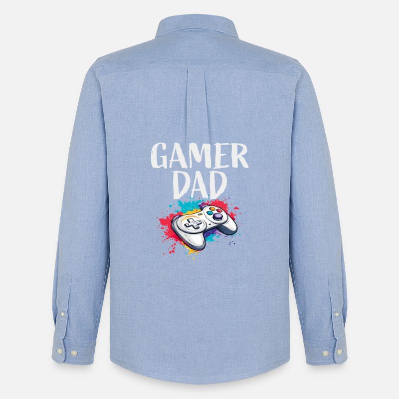Gamer Dad Controller - Männer Oxford Hemd von Stanley/Stella - Carolina Blue