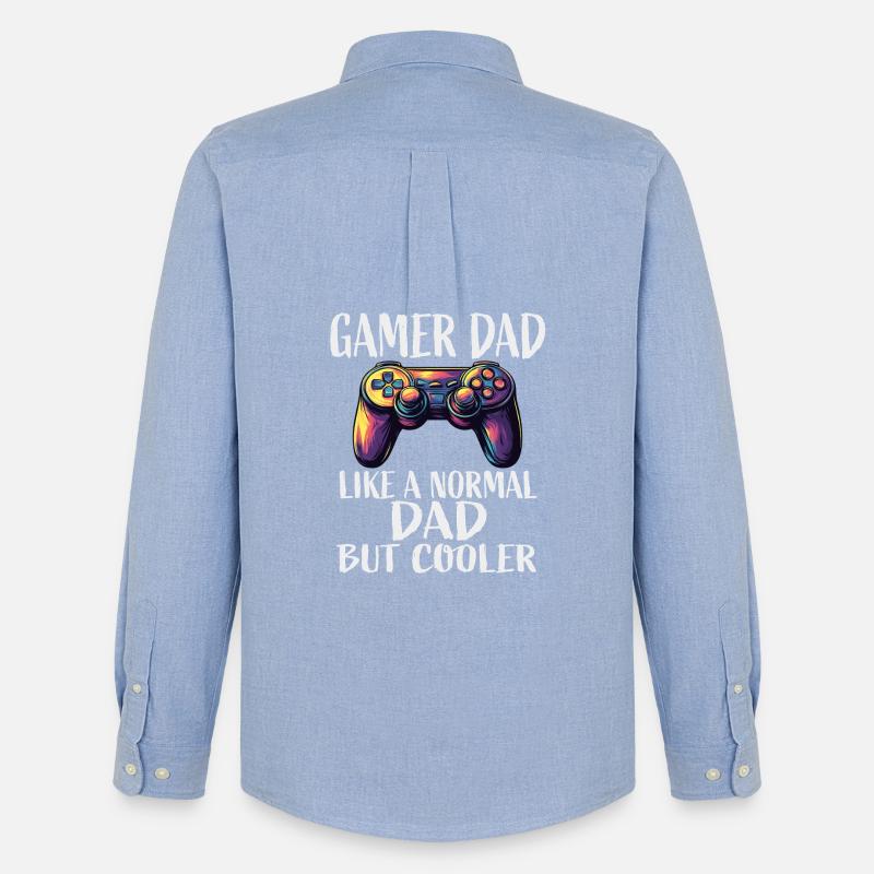 Gamer Dad Cooler Controller Spruch - Männer Oxford Hemd von Stanley/Stella - Carolina Blue