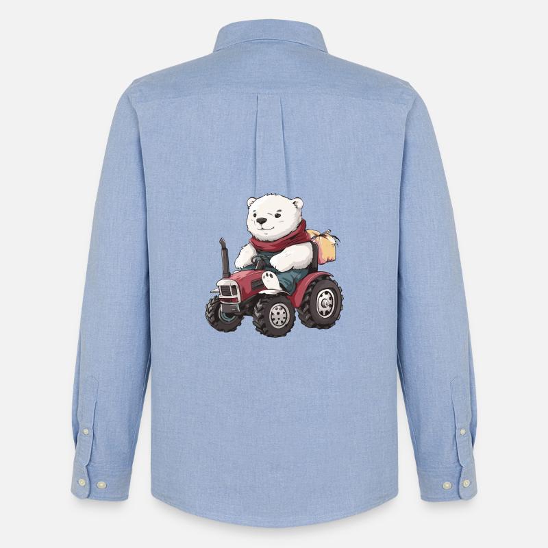 Eisbär Traktor Farmer - Männer Oxford Hemd von Stanley/Stella - Carolina Blue