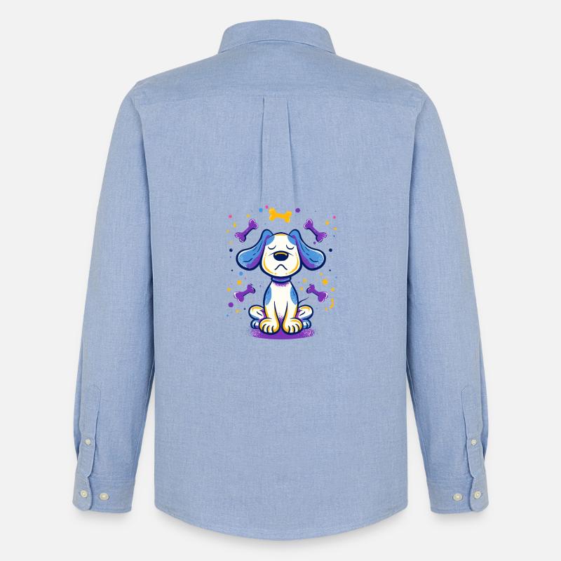 Stolzer Welpe Knochen-Accent - Männer Oxford Hemd von Stanley/Stella - Carolina Blue