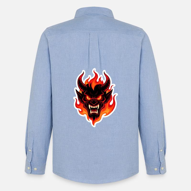 Feuriger Dämonenkopf - Männer Oxford Hemd von Stanley/Stella - Carolina Blue