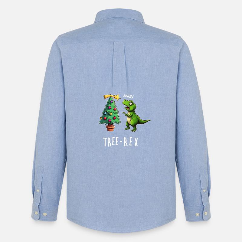 Baumrex Dino Weihnachtsspaß - Männer Oxford Hemd von Stanley/Stella - Carolina Blue