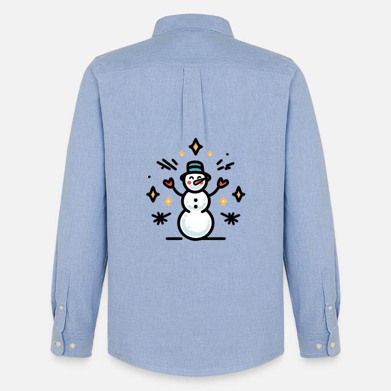 Schneemann mit Glitzerfunken - Männer Oxford Hemd von Stanley/Stella - Carolina Blue