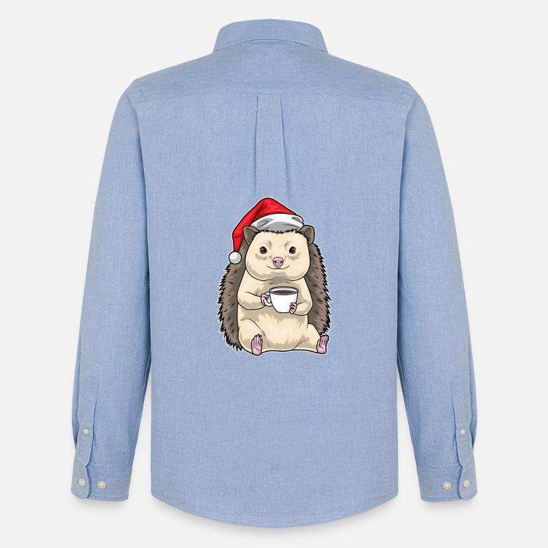 Igel Weihnachten Kaffee - Männer Oxford Hemd von Stanley/Stella - Carolina Blue