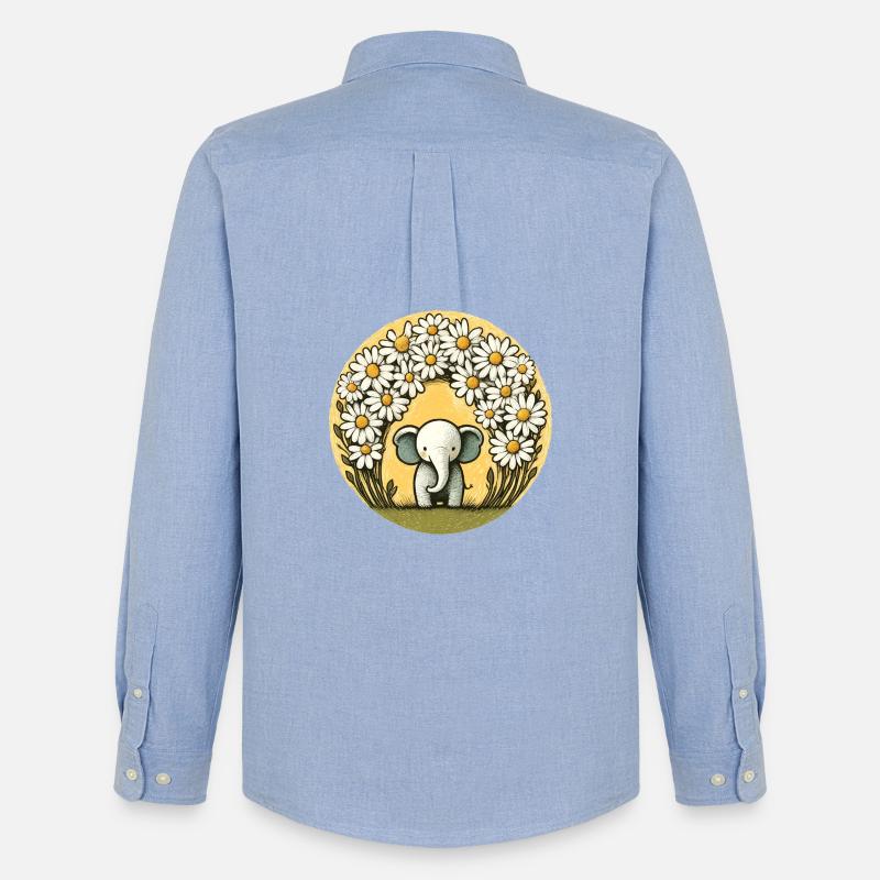 Elefant im Gänseblümchen-Ring - Männer Oxford Hemd von Stanley/Stella - Carolina Blue