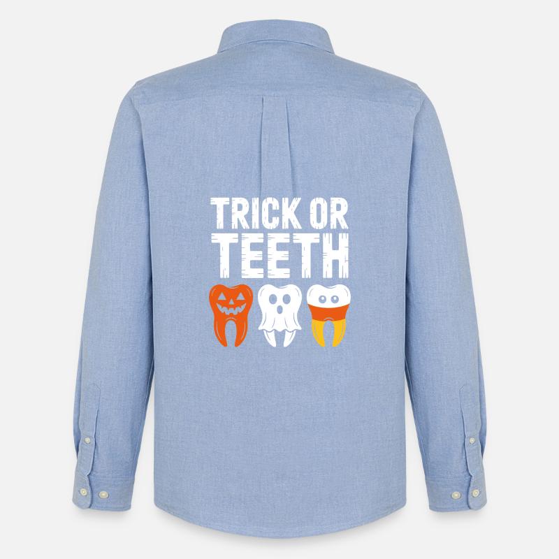 Trick oder Teeth Halloween-T-Shirt - Männer Oxford Hemd von Stanley/Stella - Carolina Blue