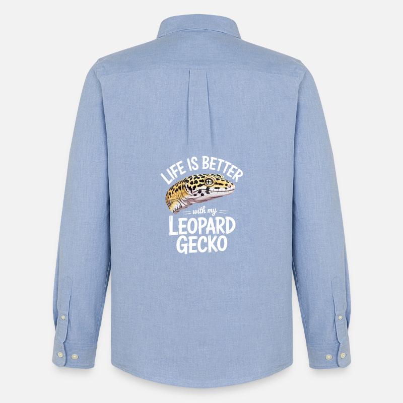 Leopardgekko-Leben ist besser - Männer Oxford Hemd von Stanley/Stella - Carolina Blue