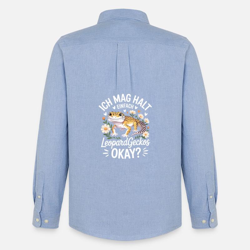 LeopardGecko Charm mit Blüten - Männer Oxford Hemd von Stanley/Stella - Carolina Blue