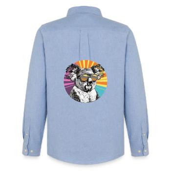 Koala mit Sonnenbrille im Retro Regenbogen - Männer Oxford Hemd von Stanley/Stella - Carolina Blue - Hinten - AI Model Male 185 dark (185cm)