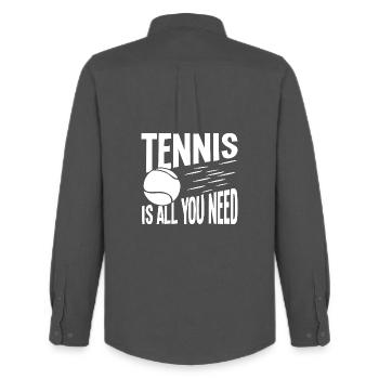 Tennis ist alles, was du brauchst - Männer Oxford Hemd von Stanley/Stella - Anthrazit - Hinten - AI Model Male 185 dark (185cm)