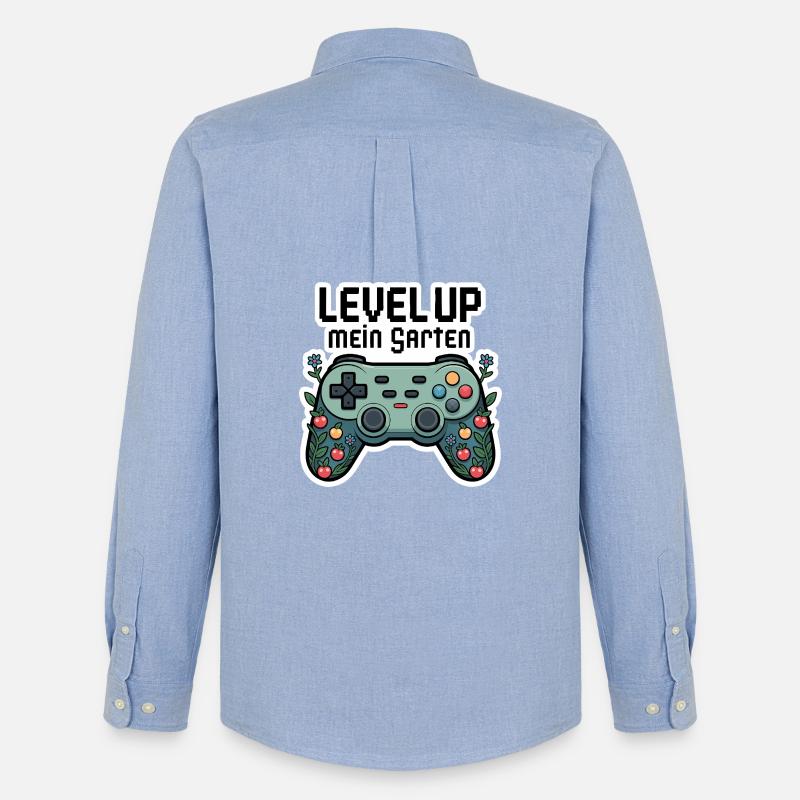 Level Up Garten-Controller Design - Männer Oxford Hemd von Stanley/Stella - Carolina Blue