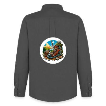 Smoking hiking boot - Men's Oxford Shirt by Stanley/Stella - anthracite - Back - AI Model Male 185 dark (185cm)