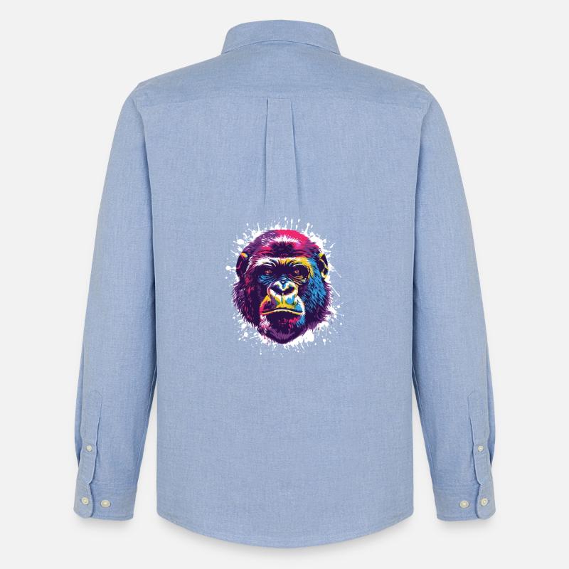Gorilla Popart Affe Monkey - Männer Oxford Hemd von Stanley/Stella - Carolina Blue