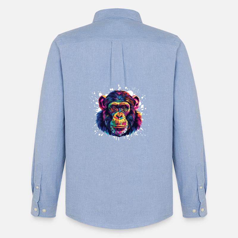 Affe Portrait Splash - Männer Oxford Hemd von Stanley/Stella - Carolina Blue