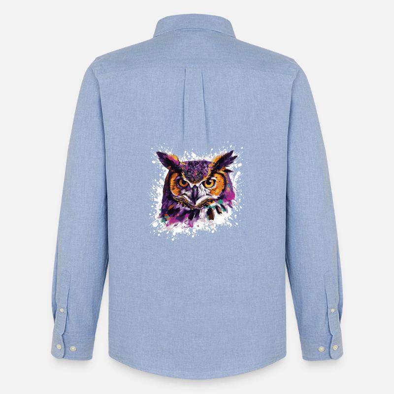 Eule Tier Nachteule - Männer Oxford Hemd von Stanley/Stella - Carolina Blue