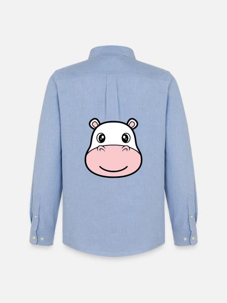 Hippopotamus Head Face Mask Smile - Men's Oxford Shirt by Stanley/Stella - carolina blue