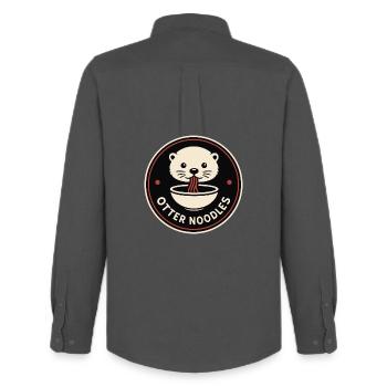 Emblème Nutter Noodles – Insigne minimal streetwear - Chemise Oxford homme Stanley/Stella - charbon - Dos - AI Model Male 185 dark (185cm)