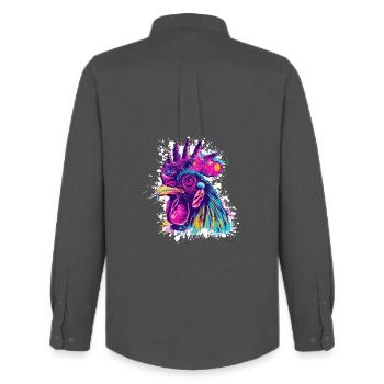 Art du coq Graffiti - Chemise Oxford homme Stanley/Stella - charbon - Dos - AI Model Male 185 dark (185cm)