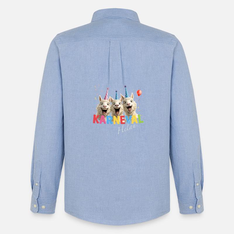 Karneval Schaf Helau - Männer Oxford Hemd von Stanley/Stella - Carolina Blue