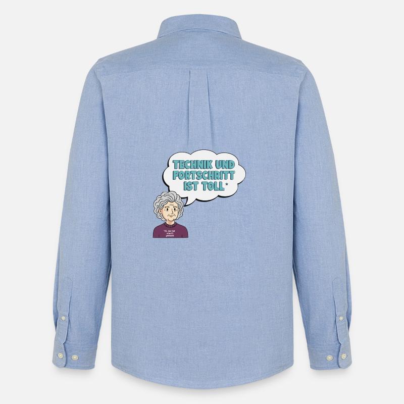 Technikliebe mit Oma Comic - Männer Oxford Hemd von Stanley/Stella - Carolina Blue