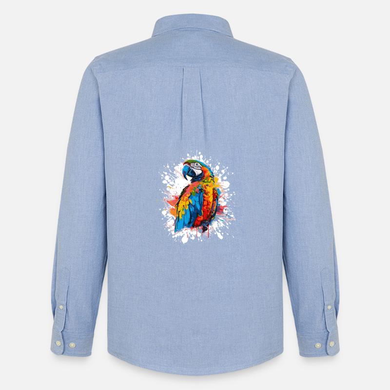 Farbexplosion Papagei Illustration - Männer Oxford Hemd von Stanley/Stella - Carolina Blue