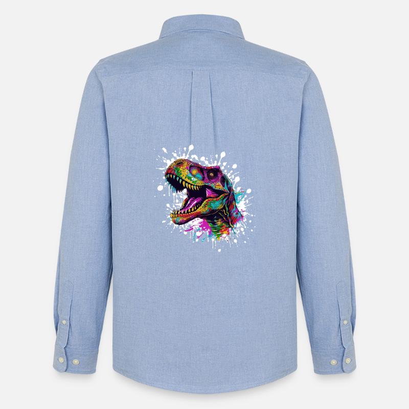 Bunter Dino-Splatter - Männer Oxford Hemd von Stanley/Stella - Carolina Blue