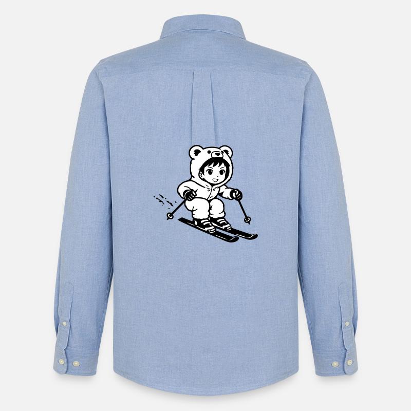 Ski Bärchen im Anime Style - Männer Oxford Hemd von Stanley/Stella - Carolina Blue