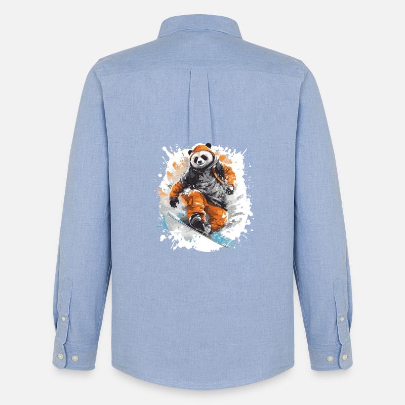 Panda Snowboard - Männer Oxford Hemd von Stanley/Stella - Carolina Blue