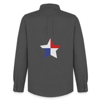 Drapeau en forme d’étoile du Panama - Chemise Oxford homme Stanley/Stella - charbon - Dos - AI Model Male 185 dark (185cm)