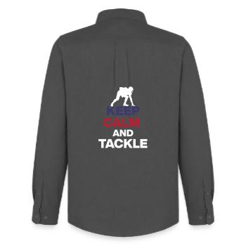KEEP CALM AND TACKLE! FOOTBALL FAN US EVENT - Men's Oxford Shirt by Stanley/Stella - anthracite - Back - AI Model Male 185 dark (185cm)