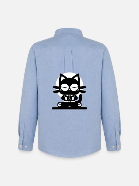Zen Katze Meditation Minimal Design - Männer Oxford Hemd von Stanley/Stella - Carolina Blue