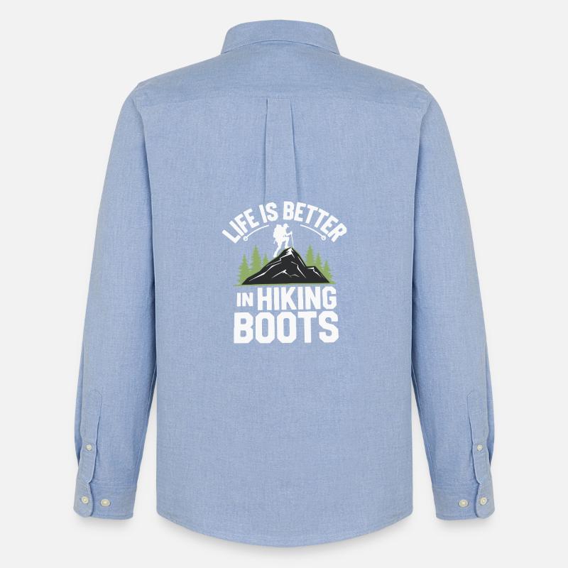 Das Leben ist besser in Wanderschuhen - Männer Oxford Hemd von Stanley/Stella - Carolina Blue