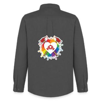 Feuerwehr Herz Regenbogen Pride Liebe Axt - Männer Oxford Hemd von Stanley/Stella - Anthrazit - Hinten - AI Model Male 185 dark (185cm)