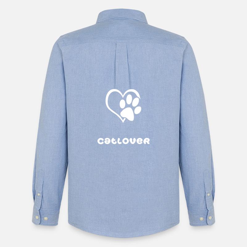 Catlover-weiß - Männer Oxford Hemd von Stanley/Stella - Carolina Blue