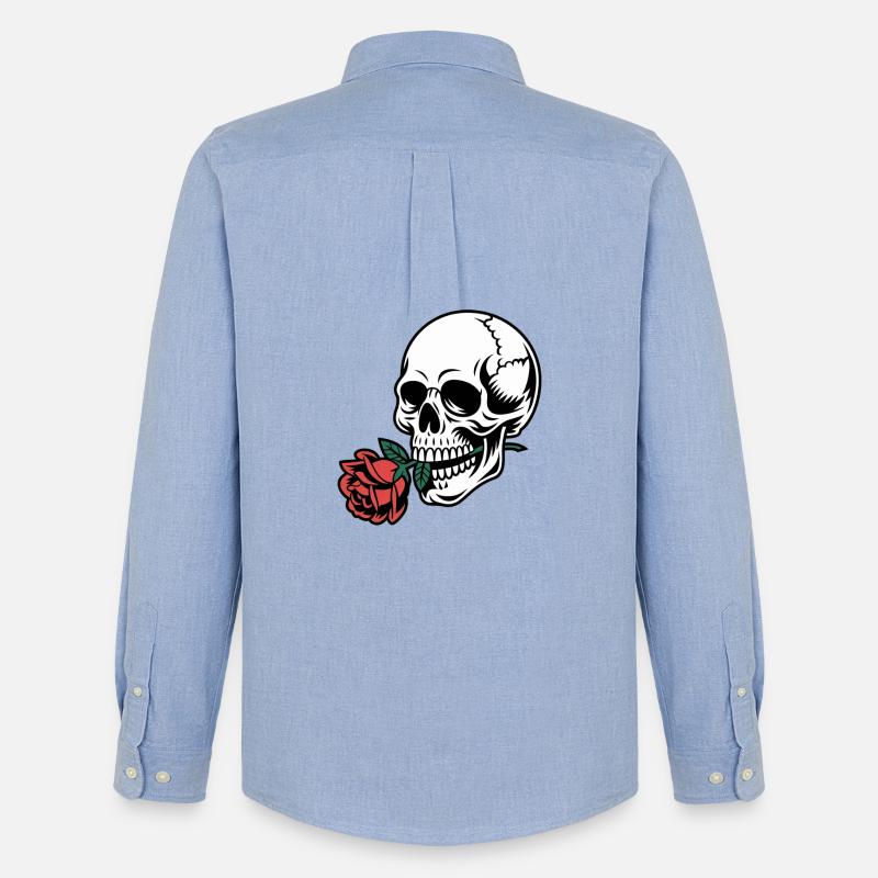 Rockabilly Skull – Rose Statement Gothic Love - Männer Oxford Hemd von Stanley/Stella - Carolina Blue