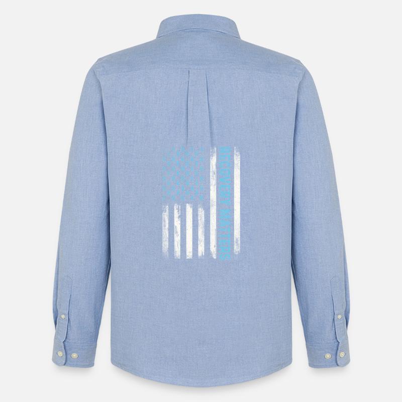 Recovery Matters Sobrio Support AA Messaggio - Stanley/Stella Camicia Oxford uomo - carolina blue