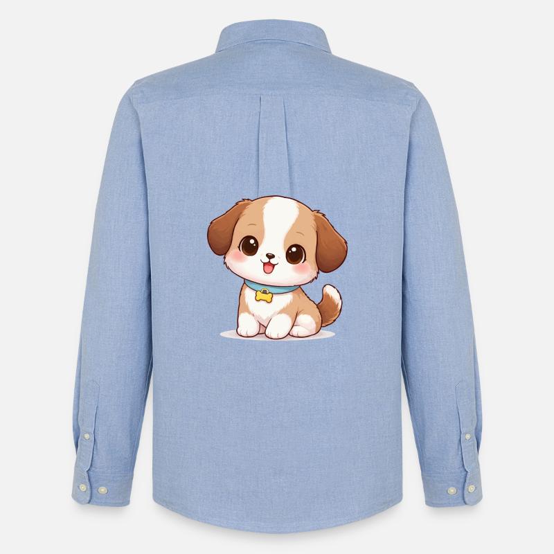 Hund Süß Comic - Männer Oxford Hemd von Stanley/Stella - Carolina Blue